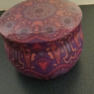 Intricate Purple and Orange Decorative Candle Holder
